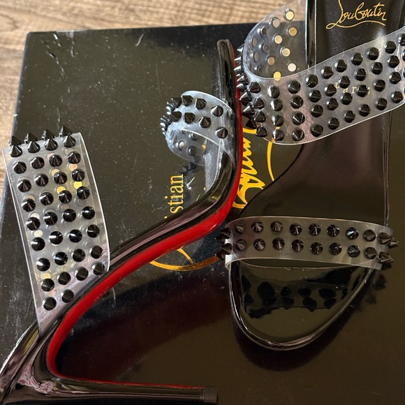 Christian Louboutin Black and Red Spiked Heels size 7 - Picture 4 of 6